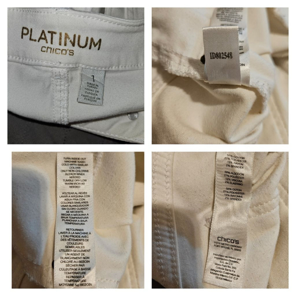 Platinum Chicos Neutral Jeans Pants Size 1 Women's M/8 Stretch White - Picture 9 of 10